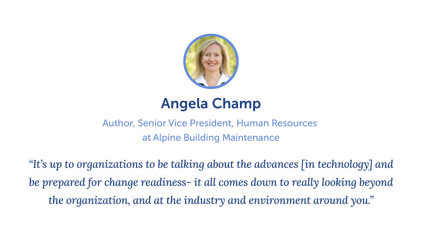 Quote from Angela Champ on reskilling and upskilling 