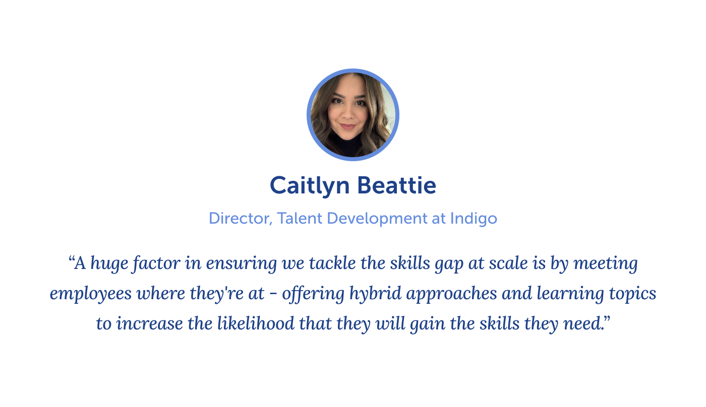 Quote from Caitlyn Beattie on reskilling and upskilling