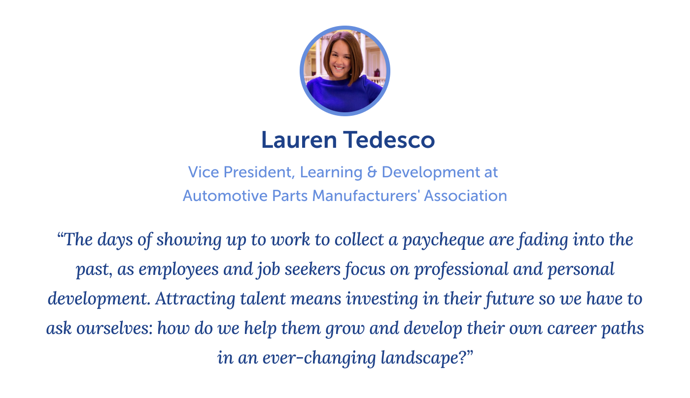 Quote from Lauren Tedesco on reskilling and upskilling